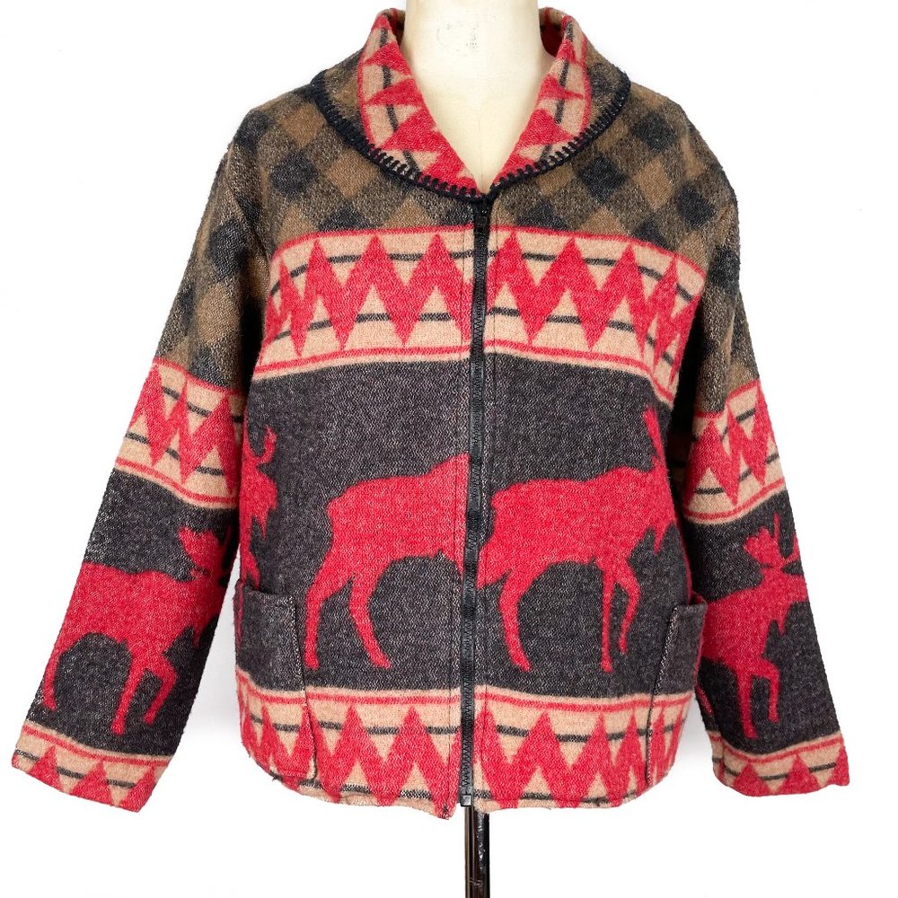 The Sheep Shop | Moose Tapestry Blanket Jacket | M